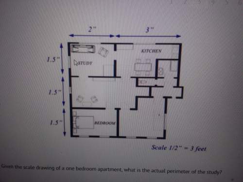 Given the scale drawing of a one bedroom apartment what is the actual perimeter of the study