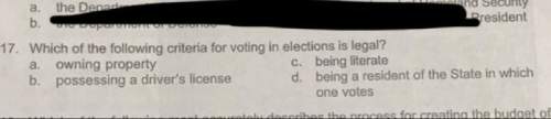 Which of the following criteria for voting in elections is legal?