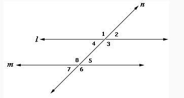 If lines m and l are parallel, and angle 1 is 110 degrees, what are the measures of all 7 other angl