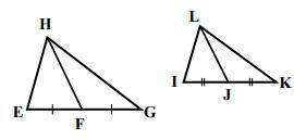 Given: △egh ~ △ikl, hf and lj are medians. he = 9, li = 6, hf = x+2, and lj = 2x−4