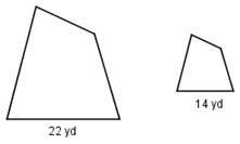 The figures below are similar. what are a) the ratio of the perimeters and b) the ratio of the areas