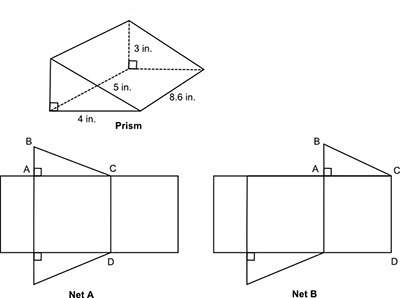 Aprism and two nets are shown below:  part a: which is the correct net for the prism?