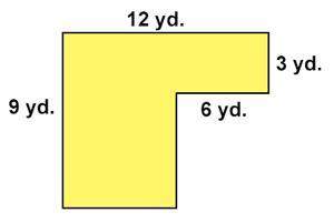 Find the area of this shape  picture below  a) 39 square yards  b) 56 square yards