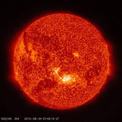 Which bright solar feature is shown in the picture above?  solar flare prominence&lt;