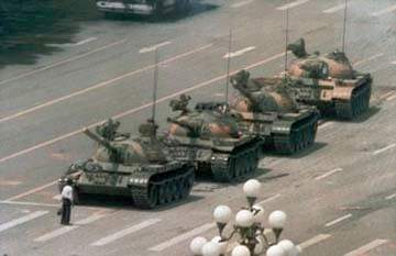 How does this photograph reflect the tiananmen square incident?  it shows the futility o