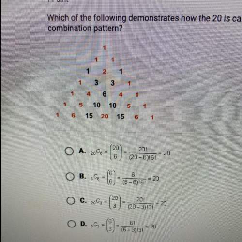 which of the following demonstrates how the 20 is calculated using the combination patt