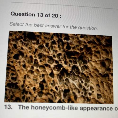 13. the honeycomb-like appearance of this sandstone is a result of a. hydrolysis. b. oxi