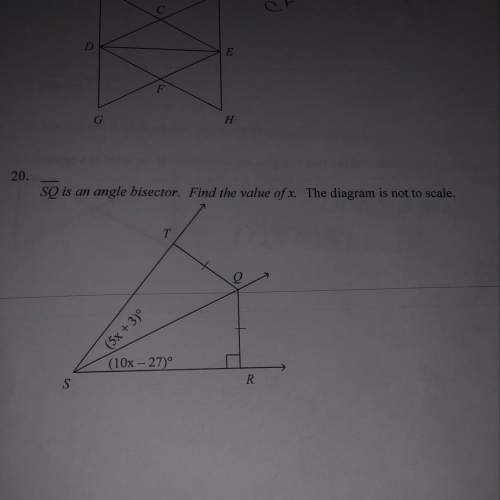 Question 20. sq is an angle bisector. find the value of x. struggling