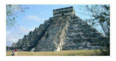 The maya built large limestone pyramids with flat tops. the aztec also made similar structures with