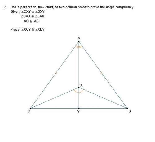 Use a paragraph, flow chart, or two-column proof to prove the angle congruency.  given: ∠cxy