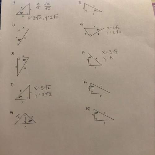Special right triangles find the missing side lengths. leave your answers as radicals in simplest fo