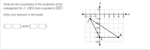 What are the coordinates of the endpoints of the midsegment for △jkl that is parallel to kl?