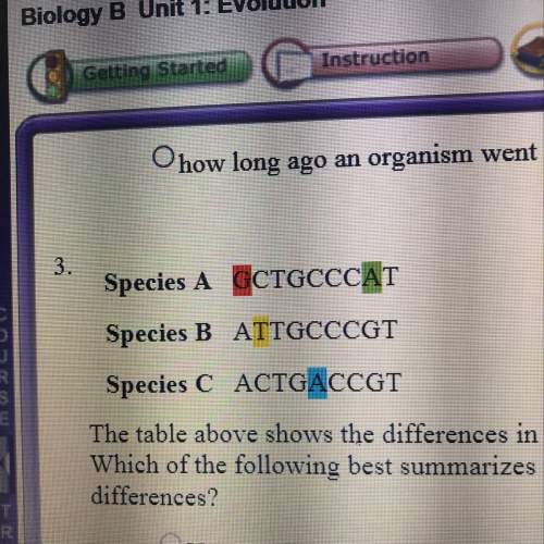 The table above shows the differences in a particular dna sequence between three species. which of t