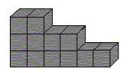 Christine used 12 cubes to make this 3-step staircase. if she used a total of 56 cubes to make a sim