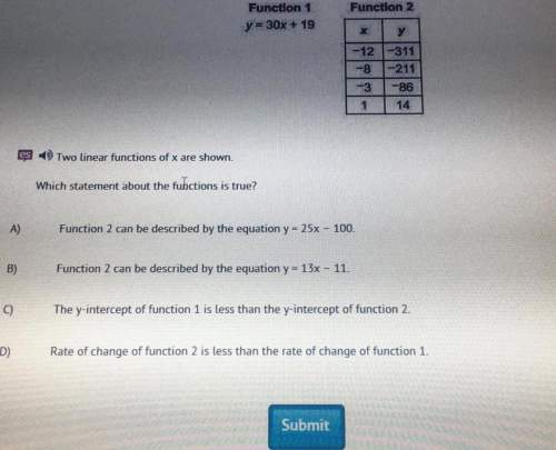Two linear functions of x are shown. which statement about the functions is true?