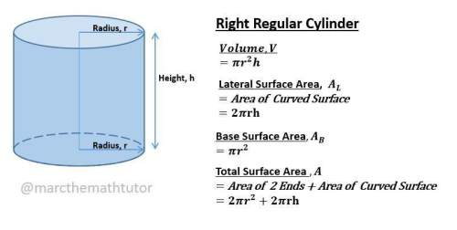 Which equation can be used to find the volume of the cylinder?