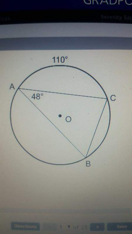 What is the measurement of angle c? a. 110 b.48 c.77 d.180