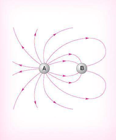 Based on this electric field diagram, which statement best compares the charge of a with b? a. a is