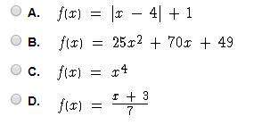 Select the correct answer. which function has an inverse function?