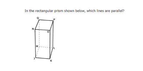 In the rectangular prism below, which lines are parallel?