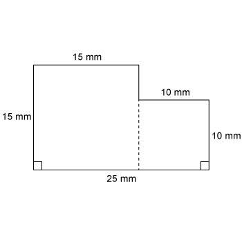 What is the area of the figure in square millimeters and in square centimeters?