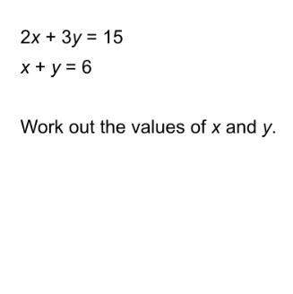 Simultaneous equation- find the values of x and y. ~look at the photo (20 points)