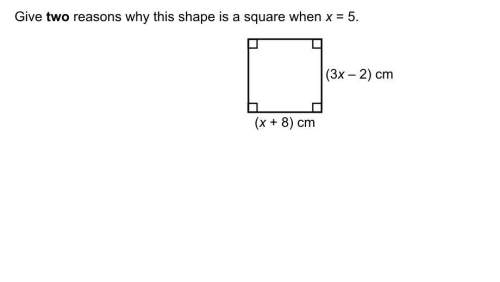 Give two reasons why this shape is a square when x=5.