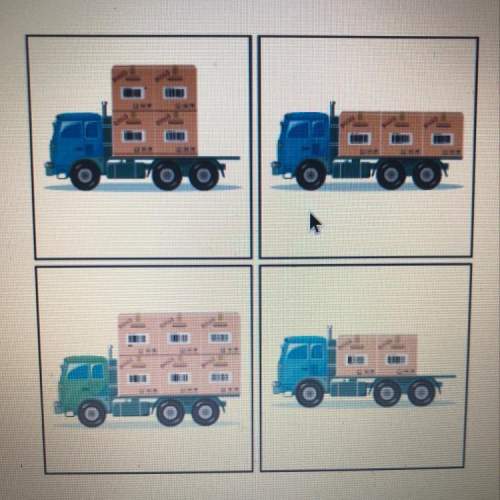 Select the correct image, these four trucks are identical. each box loaded on the trucks has t
