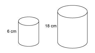 The cylinders are similar. the volume of the larger cylinder is 30,915 cubic centimeters. what is th