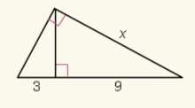 Solve for x.  a) 10.5 b) 10 c) 6√3 d) 20