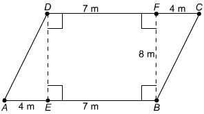 What is the area of this parallelogram?  104 m² 88 m² 56 m² 32 m²