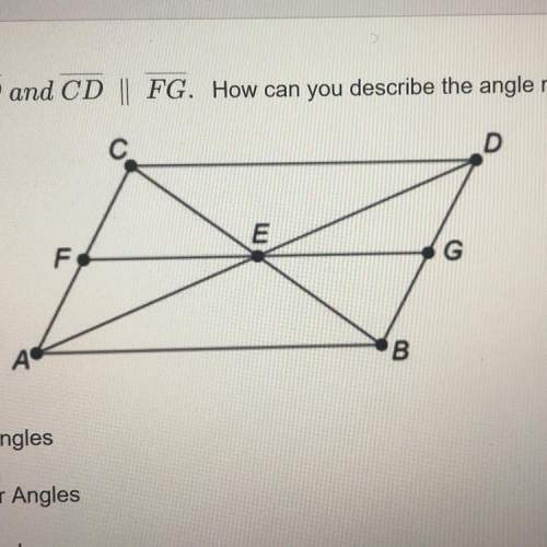In this figure, ab || cd and cd || fg  how can you describe the angle relationship betwe