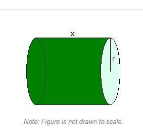 If r = 5 units and x = 13 units, then what is the volume of the cylinder shown above?  a. 65 p