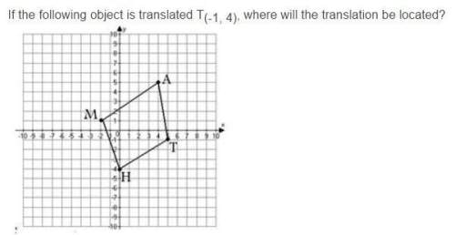 If the following object is translated t(-1, 4), where will the translation be located? i have attac