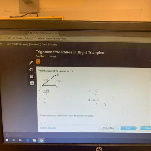 Find the value of the tangent for a