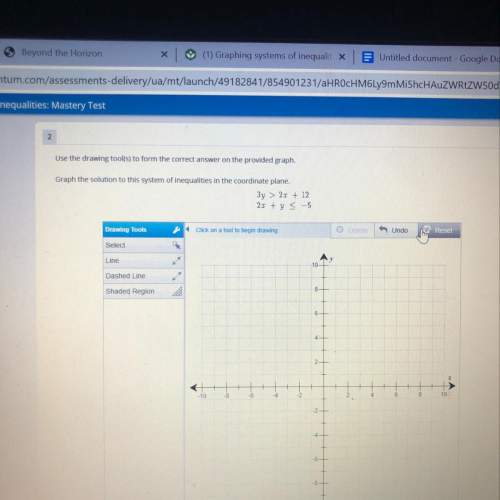(asap) use the drawing tools to form the correct answer on the provided graph. graph the solut