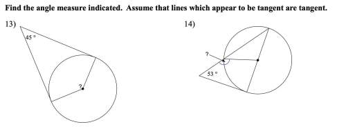 Find the angle measure indicated. assume that lines which appear to be tangent are tangent.