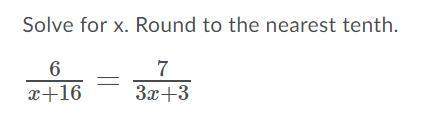 Will mark brainliest! solve for x. round to the nearest tenth.