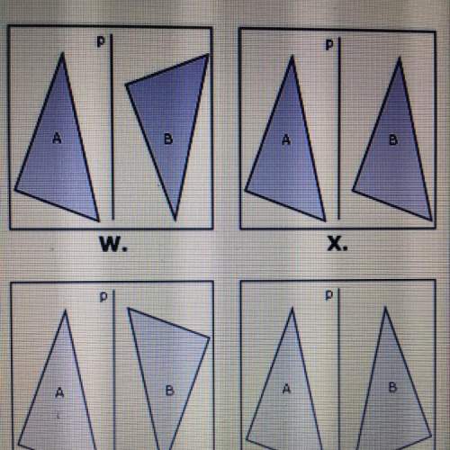 Which image shows triangle a being reflected over line p to create triangle b