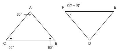 Triangle abc and def are congruent. find x.
