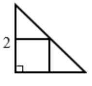 Asquare is inscribed in an isosceles right triangle with the length of the leg equal to 2 in. as sho