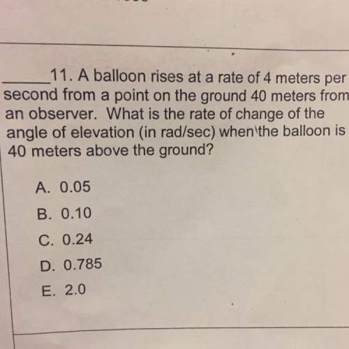 What is the rate of change of the angle of elevationin(rad/sec)when the balloon is 40m above the gro