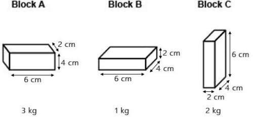 Which statement is correct?  block a has the greatest density.  block b has the greates
