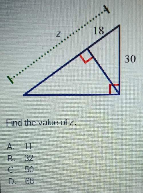 Analyze the diagram below and complete the instructions that follow . find the value of z. a.11 b.32
