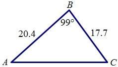 Find the area of the triangle. round the answer to the nearest tenth. a.