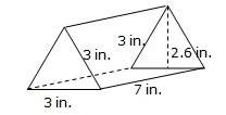Find the surface area of the triangular prism .