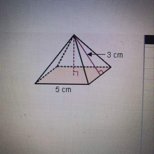 Find the surface area of a square pyramid with base edges of 5 cm and a slant height of 3 cm