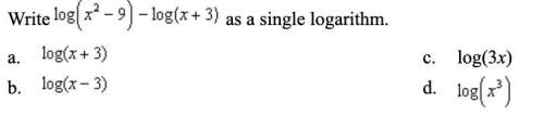Write log (x^2-9) - log(x+3) as single logarithm.