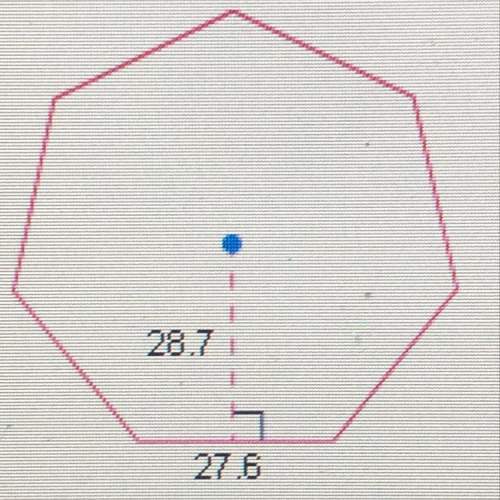 To the nearest square unit, what is the area of the regular heptagon shown below?