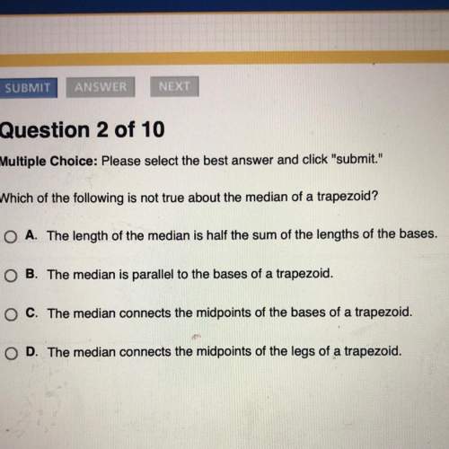 Which of the following is not true about the median of a trapezoid?